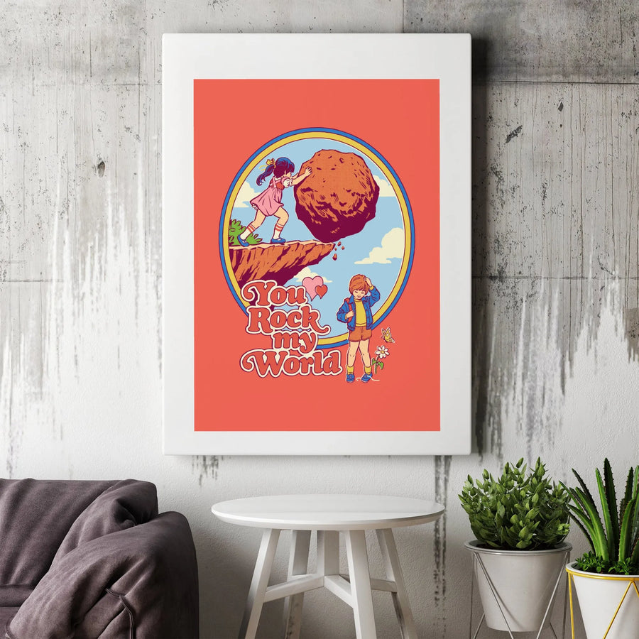 You Rock My World Canvas Print | Retro Comic Book Wall Art | Premium 1.25" Thick Gallery Wrap | Funny Anniversary Gift for Her or Him