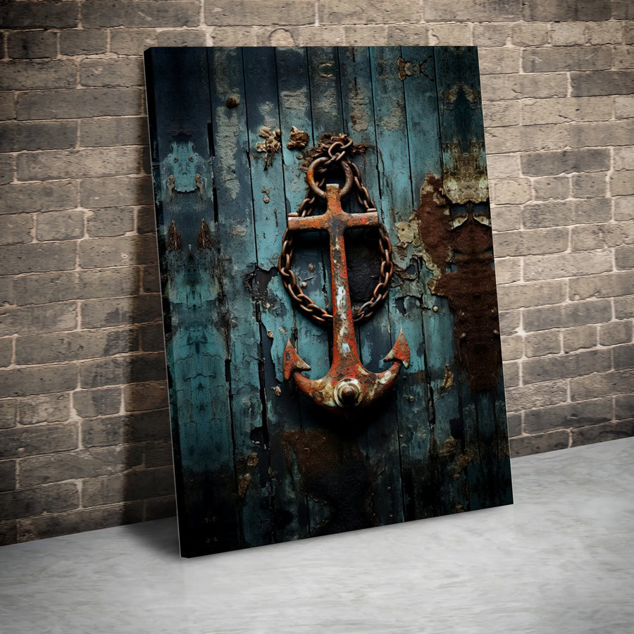 Rusty Anchor Canvas Wall Art | Nautical Coastal Decor | Premium Gallery Wrap Print | Gift for Beach House and Lake Cabin Lovers
