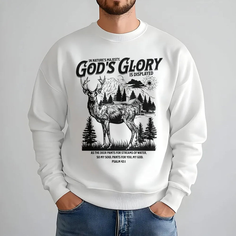 Psalm 42:1 Deer Sweatshirt | Nature Wildlife Graphic | Premium Unisex Crewneck | Christian Hunting Gift for Men and Women