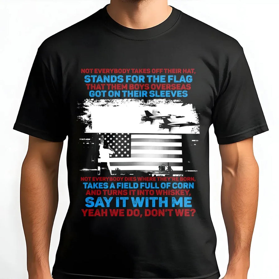 Patriotic Country Music T-Shirt | American Flag Jet Design | Premium Soft Cotton | Gift For Country Music Fans & Veterans