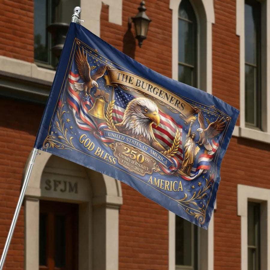 God Bless America House Flag | 250th USA Anniversary Patriotic Eagle | Double Sided Weather-Resistant Banner | Commemorative Yard & Porch Decor Gift