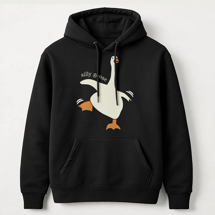 Silly Goose Hoodie | Funny Animal Graphic Sweatshirt | Premium Cotton Blend | Cute Gift for Bird Lovers and Gen Z Humor Enthusiasts