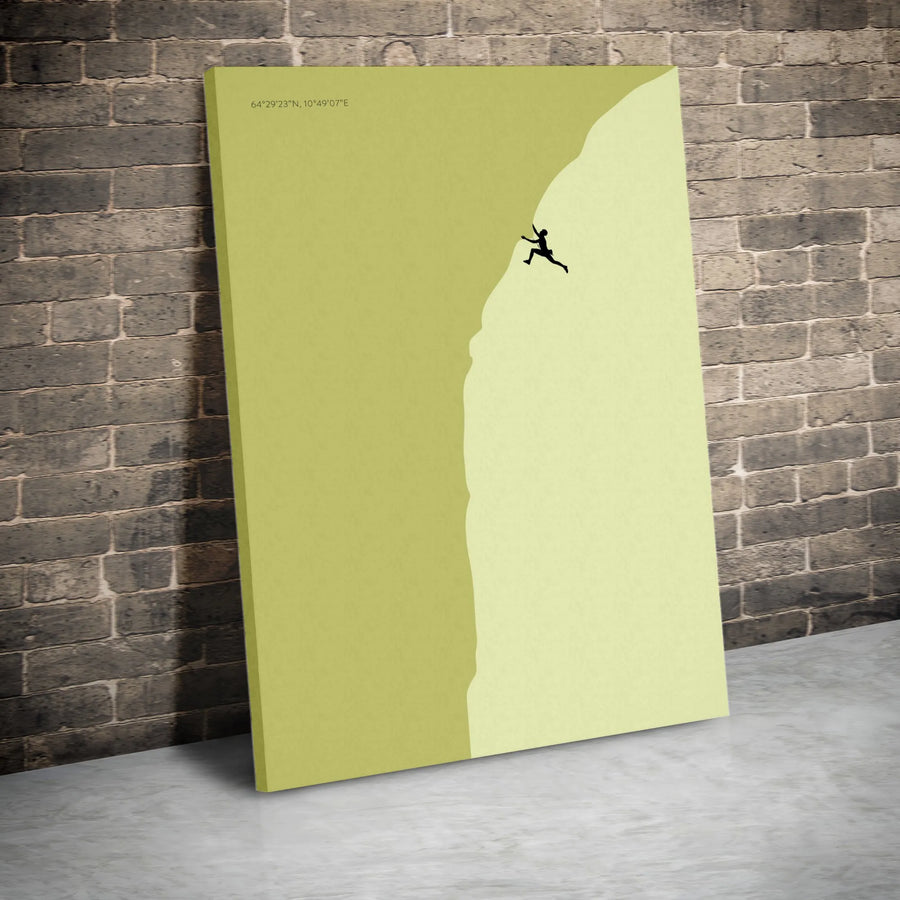 Rock Climbing Canvas Print | Minimalist Climber Silhouette with GPS Coordinates | Premium Wall Art | Gift for Adventurer, Modern Home Decor