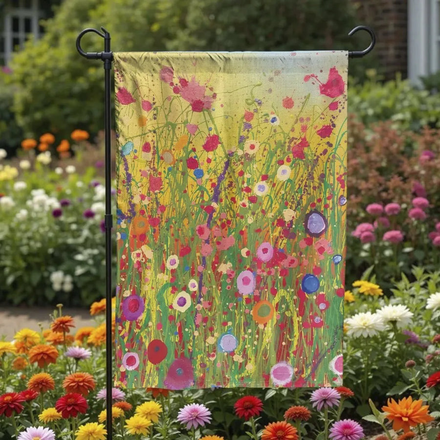 Wildflower Garden Flag | Abstract Spring Floral Art | Durable Premium Polyester | Weather Resistant Outdoor Yard Decor Gift
