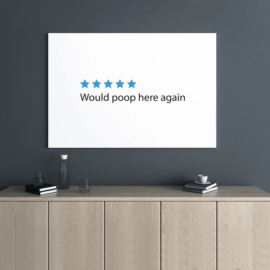 Would Poop Here Again Canvas Art | Funny Bathroom Wall Decor | 1.25 Inch Gallery Wrap | Unique Housewarming Gift for Him or Her