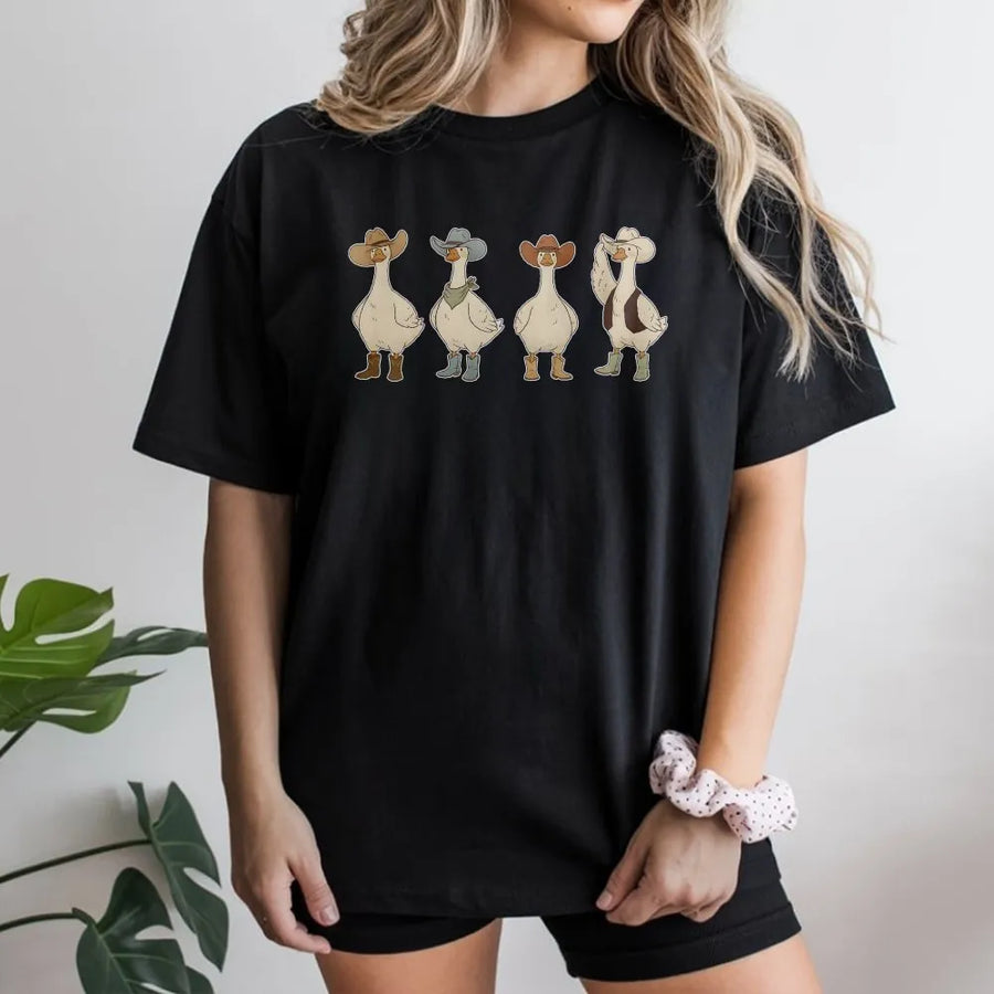 Funny Goose Cowboy T-Shirt | Wild West Animal Graphic Tee | Soft Breathable Cotton | Southern Rodeo Gift for Country Fans