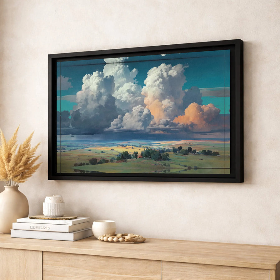 Rural Landscape Canvas Print | Dramatic Storm Cloud Artwork | Gallery Wrapped Premium Wall Decor | Nature-Inspired Home Office Wall Art Gift