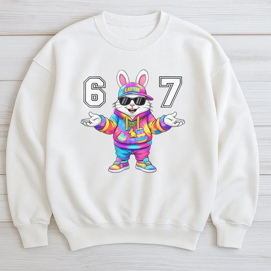 Funny Bunny Easter Sweatshirt | Retro Gen Alpha Meme Graphic | Premium Cotton Blend | Unisex Gift for Spring Holiday