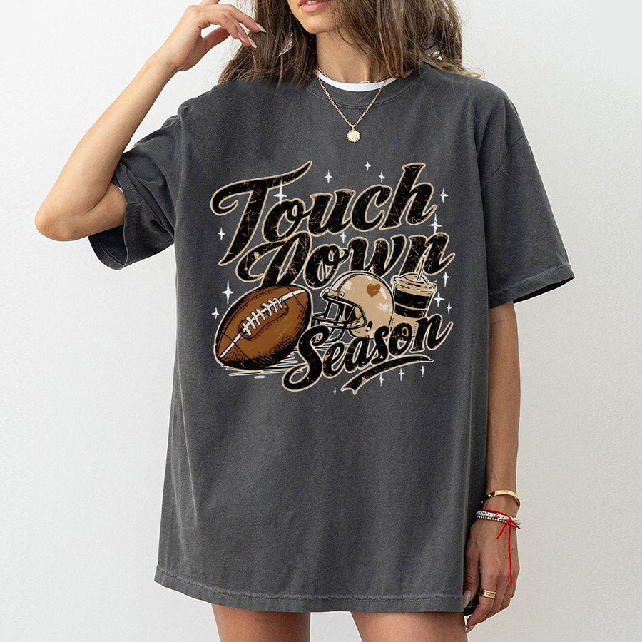 Touchdown Season T-Shirt | Retro Football Graphic Print | 100% Soft Cotton Tee | Premium Game Day Gift for Football Fans
