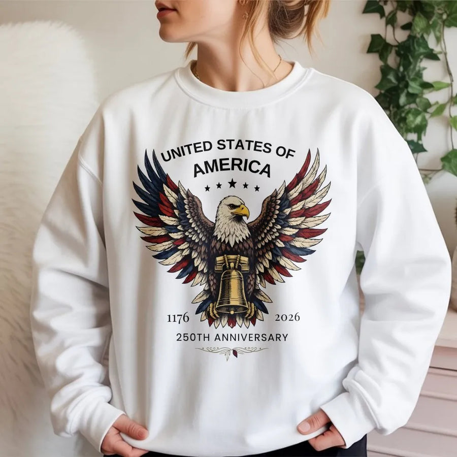America 250th Anniversary Sweatshirt | Patriotic Eagle & Liberty Bell Graphic | Soft Cotton USA Tee | Vintage 1776-2026 Commemorative Gift