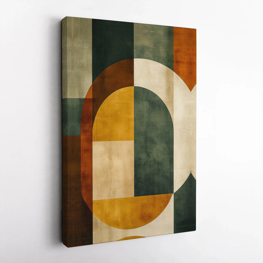 Mid Century Modern Wall Art | Earthy Geometric Abstract Print | Premium Gallery Canvas | Modern Living Room Decor