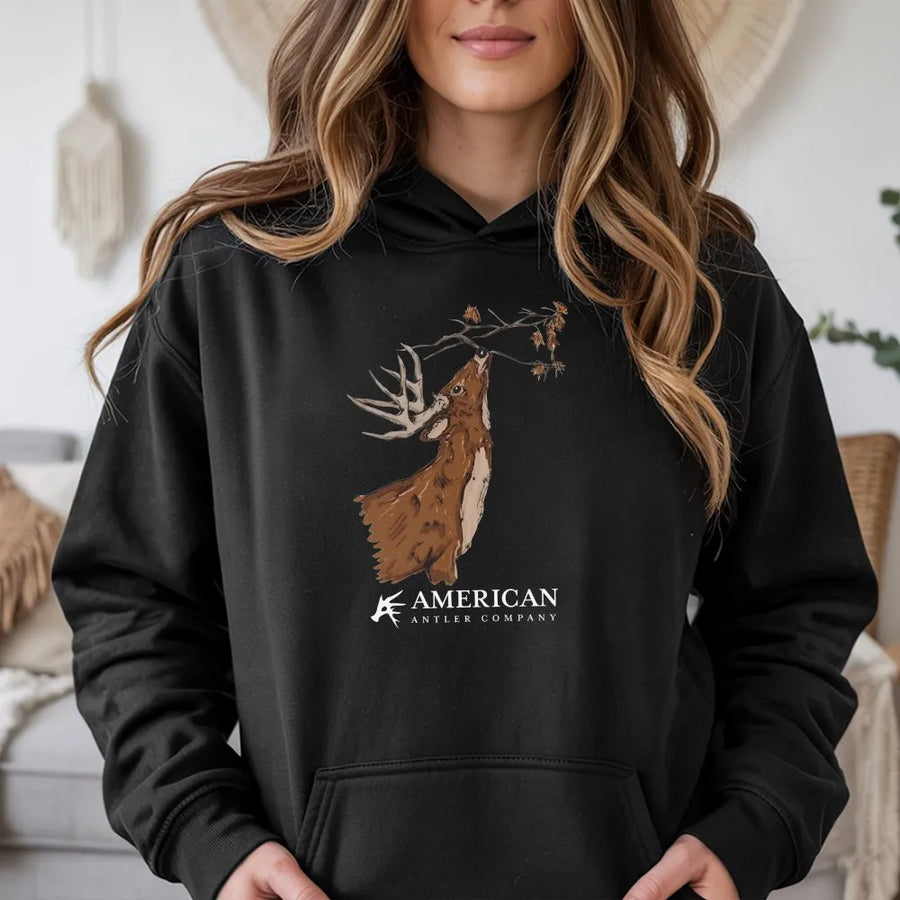 Buck Scrape Graphic Hoodie | Whitetail Deer Hunting Shirt for Men | Premium Comfort Colors Cotton | Unique Hunter Gift