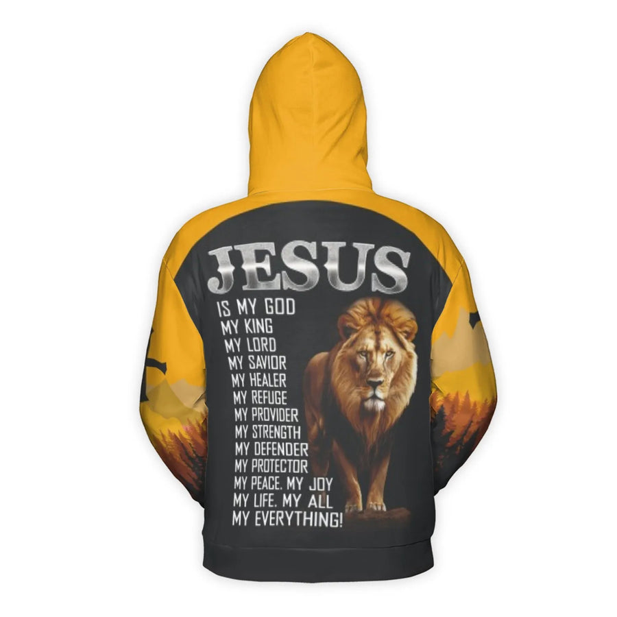 Jesus Lion of Judah 3D Hoodie | Religious Graphic Pullover | Premium Brushed Fleece Lining | Faith-Based Inspirational Christian Gift