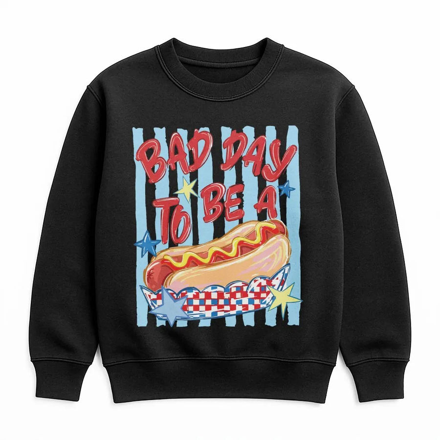 Funny Hot Dog Sweatshirt | Bad Day To Be A Hot Dog Graphic | Premium Comfort Colors Crewneck | 4th of July BBQ Party Gift