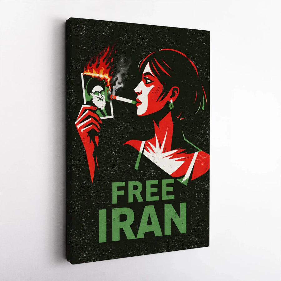 Free Iran Vertical Canvas | Woman Life Freedom Protest Art | Premium Gallery Wrapped Canvas | Human Rights Activist Home Decor Gift