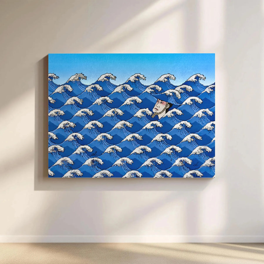 Japanese Art Canvas Print | Hokusai Great Wave Inspired Pattern | Premium Gallery Wrapped Wall Decor | Unique Gift For Art Lovers