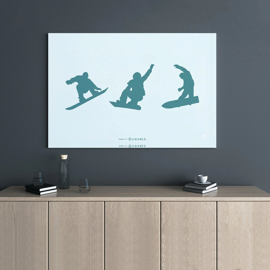 Snowboarder Canvas Wall Art | Minimalist Silhouette Action Print | 1.25-Inch Gallery Wrap Frame | Gift For Winter Sports Enthusiasts