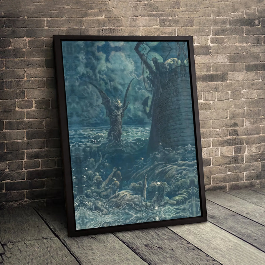 Gustave Doré The Deluge Canvas Art | Vintage Biblical Masterpiece Print | Gallery Wrapped 1.25-inch Profile | Dramatic Religious Wall Decor