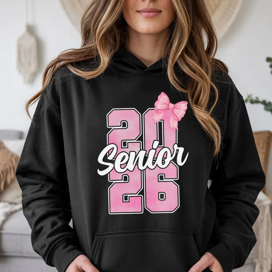 Senior 2026 Hoodie | Pink Bow Aesthetic Graduation Design | Premium Soft Cotton Blend | Gift for High School Graduate Class of 2026