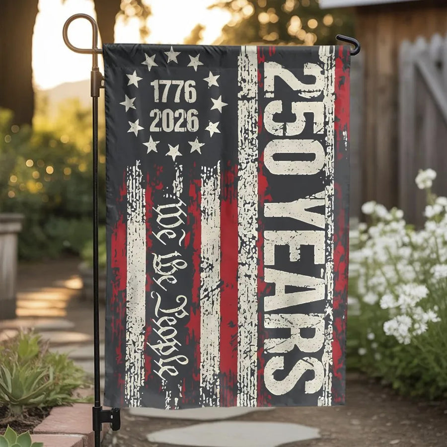 Patriotic Garden Flag | We The People 1776-2026 Anniversary Design | Double Sided Polyester | Commemorative Gift for Patriots
