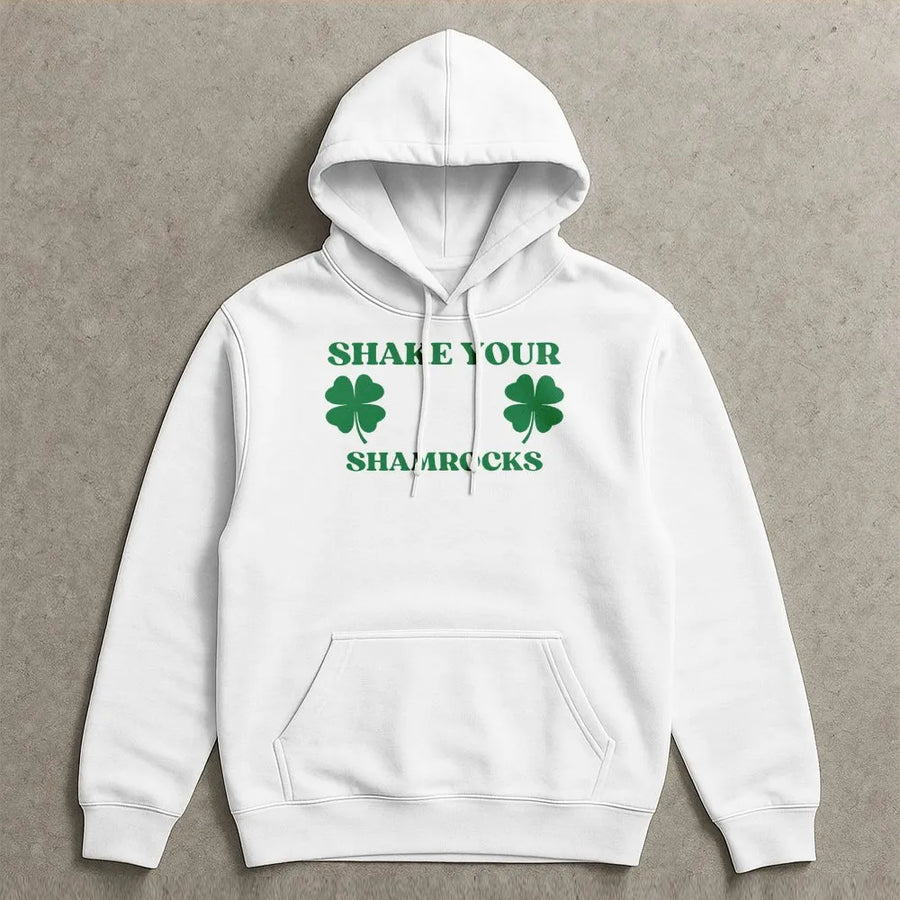 Shake Your Shamrocks Hoodie | St. Patrick's Day Clover Graphic | Premium Cotton Blend | Funny Irish Holiday Gift for Men and Women