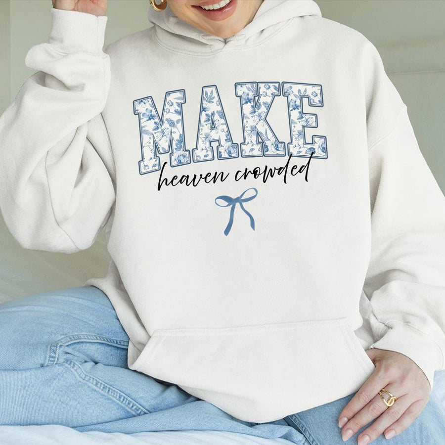 Make Heaven Crowded Hoodie | Floral Varsity Lettering | Cotton-Polyester Blend | Christian Faith Gift for Women and Men