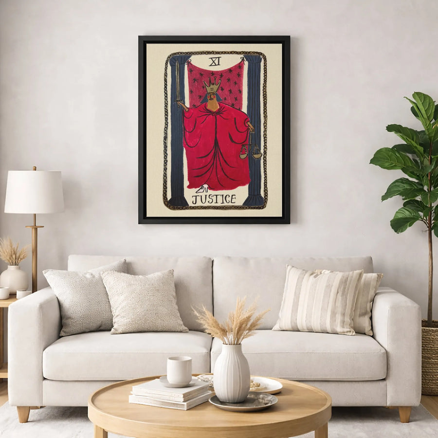 Justice Tarot Card Wall Art | Major Arcana XI Illustration | Premium Gallery Wrapped Canvas | Esoteric Home Decor Gift