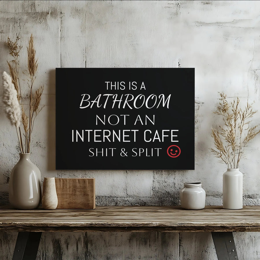 Bathroom Wall Art | Shit And Split Sign | Premium Gallery Wrap Canvas | Funny Home Decor Gift For Restroom Guest Bath