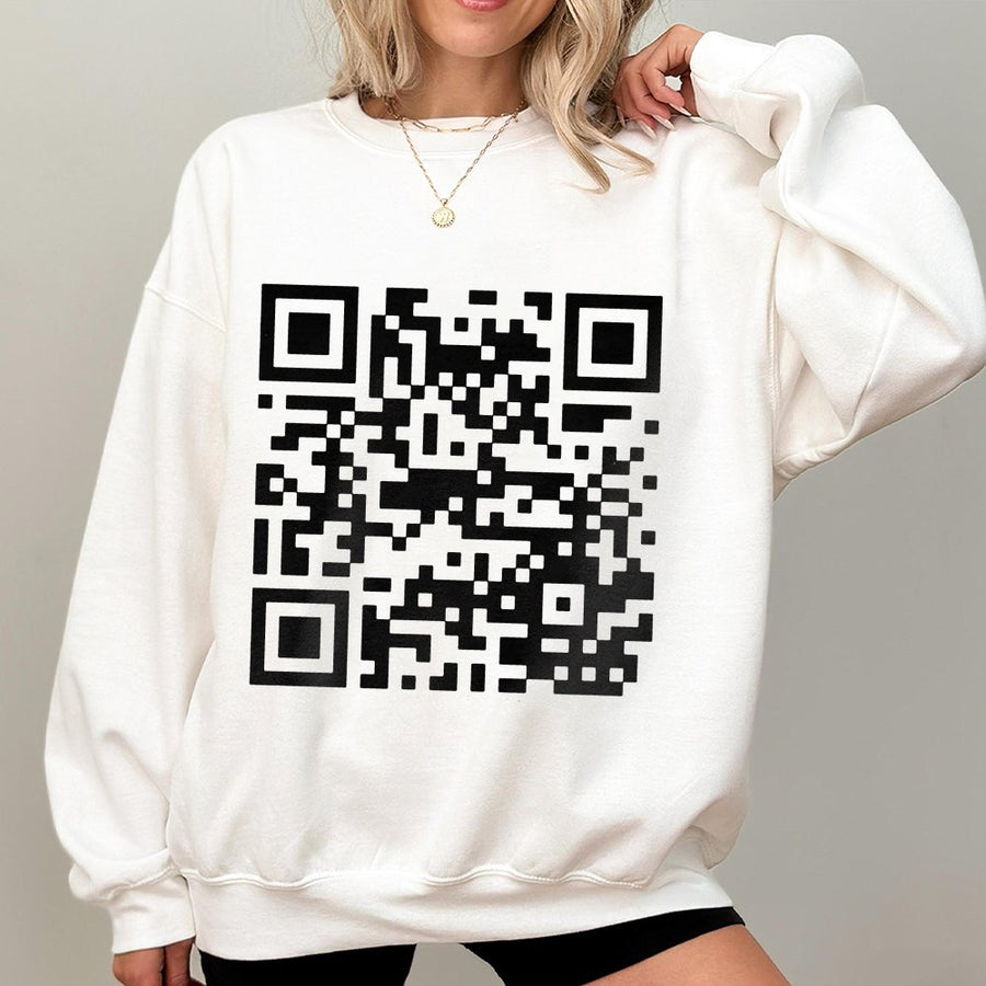 QR Code Graphic Sweatshirt | Funny Rude Hidden Message Design | Cotton-Blend Premium Quality | Sarcastic Gift for Men and Women
