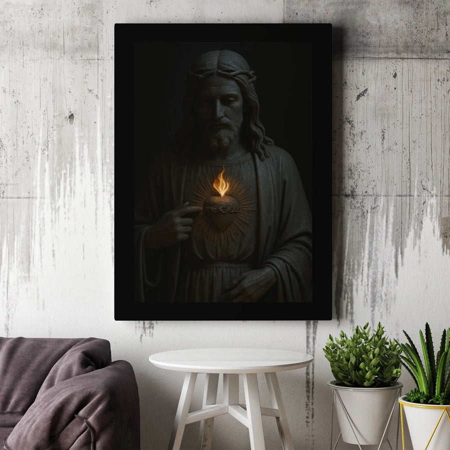 Sacred Heart of Jesus Canvas Wall Art | Modern Christian Portrait Print | Premium Fade-Resistant Canvas | Religious Home Decor Gift for Christians