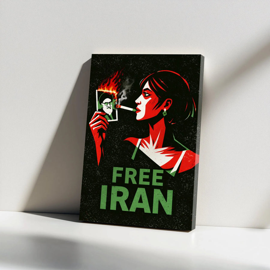 Free Iran Canvas Wall Art | Woman Life Freedom Protest Print | Premium Gallery Wrap Canvas | Political Activist Gift for Home Decor
