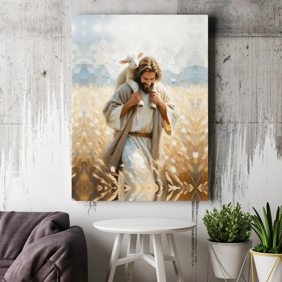 Jesus The Good Shepherd Canvas Art | Impressionist Religious Wall Decor | Premium Fade-Resistant Print | Spiritual Gift for Home and Church