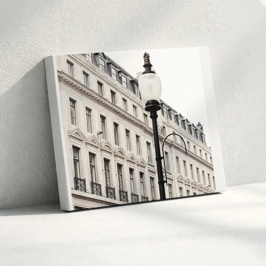 London Street Lamp Canvas Wall Art | Minimalist Architectural Photography | Premium Gallery Wrapped Canvas | Modern Home Decor Gift