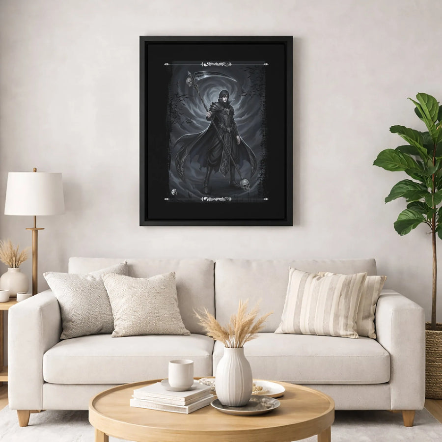 Gothic Grim Reaper Wall Art | Dark Fantasy Scythe & Skull Decor | Premium 1.25-Inch Gallery Wrapped Canvas | Macabre Gift for Horror Fans