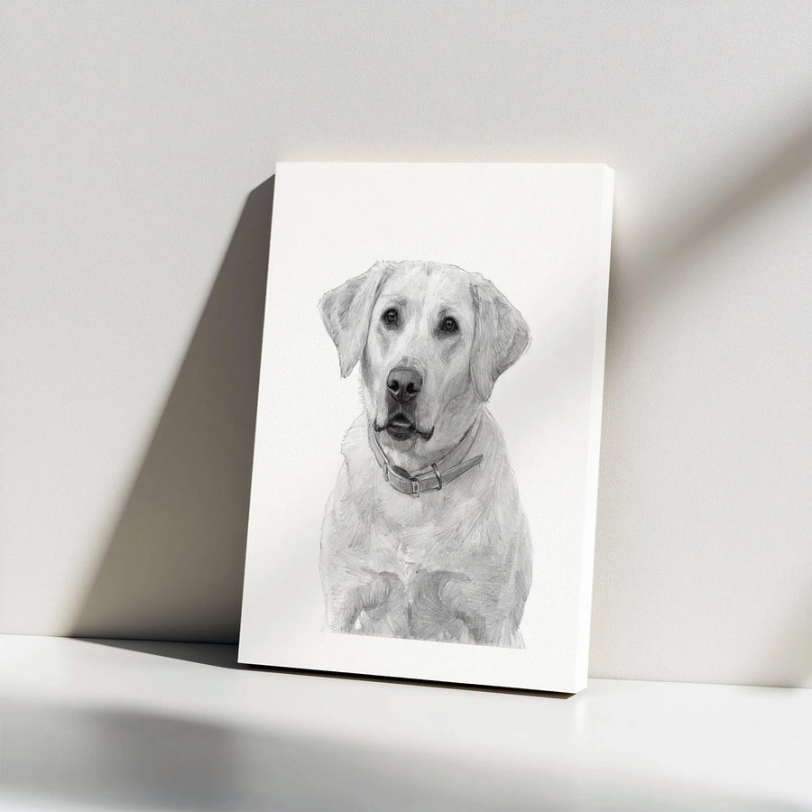 Labrador Retriever Canvas Print | Pencil Sketch Dog Wall Art | Premium Gallery Wrap Decor | Gift for Dog Lovers and Labrador Owners