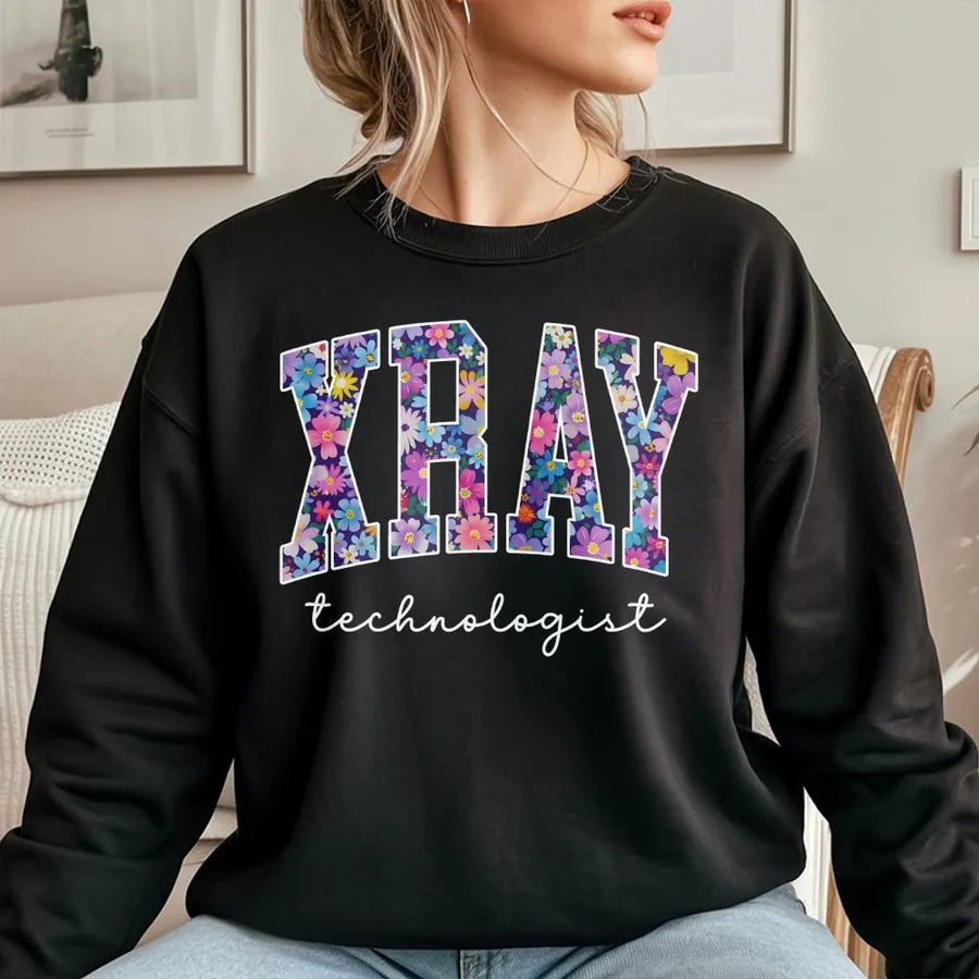 Xray Tech Sweatshirt | Floral Radiology Technologist Design | Soft Crewneck Pullover | Gift for Medical Imaging Grad