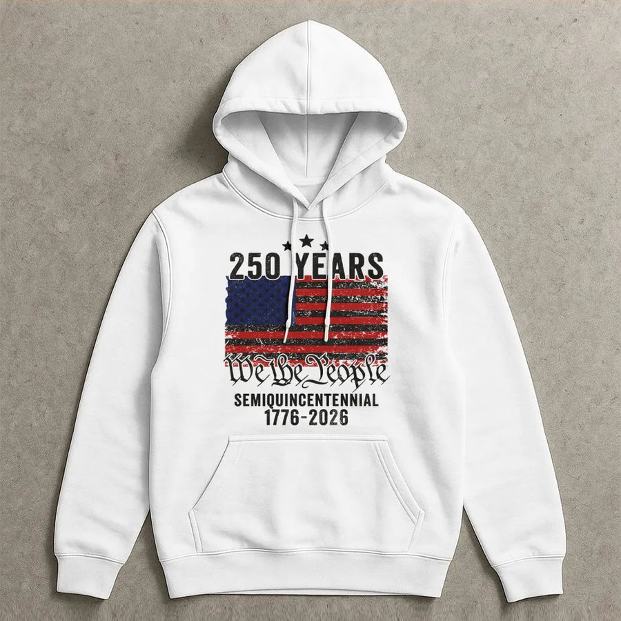 USA 250th Anniversary Hoodie | We The People Distressed Flag 1776-2026 | Premium Cotton Blend | Patriotic Collector's Gift for Men Women