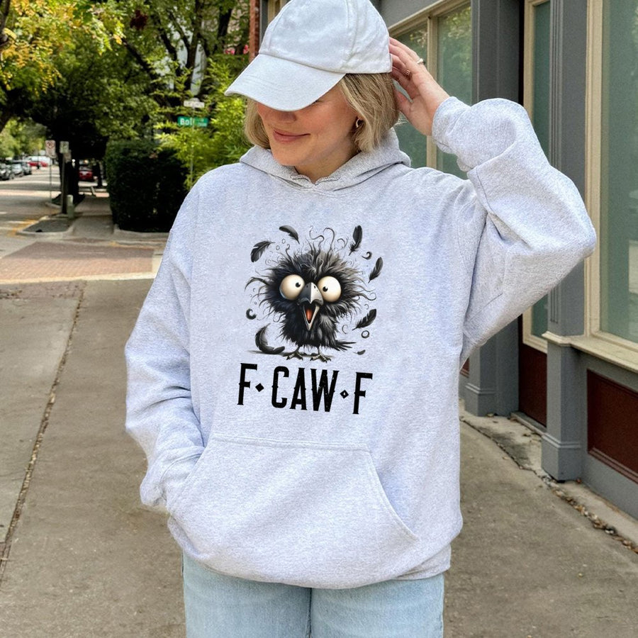 Funny Crow Hoodie | F Caw F Sarcastic Bird Graphic | Premium Cotton Blend | Unisex Gift for Bird Lovers and Humor Fans