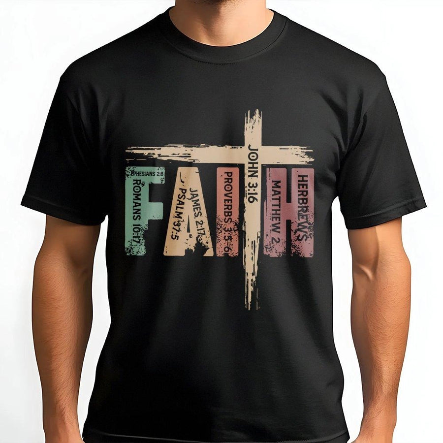 Faith Bible Verse T-Shirt | Scripture Typography Graphic | 100% Soft Cotton Premium Tee | Christian Gift for Men and Women