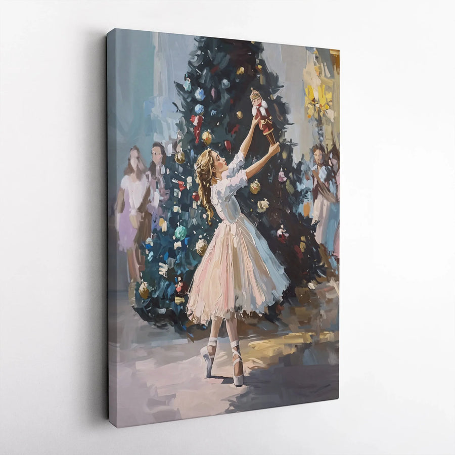 Nutcracker Ballet Canvas Wall Art | Clara's Dance Impressionist Painting | Premium Thick Gallery Wrap Canvas | Collector's Christmas Decor Gift