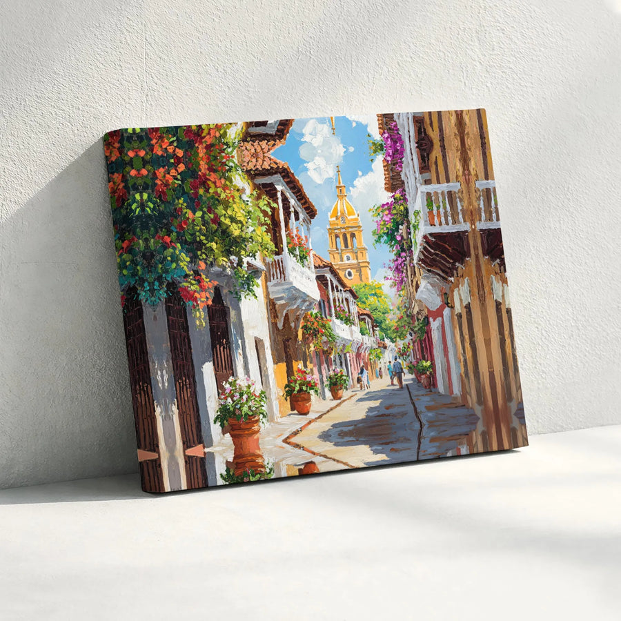 Vibrant Cityscape Canvas Wall Art | Impressionist European Street Scene | Premium Gallery Wrapped Print | Travel Lover Decor Gift