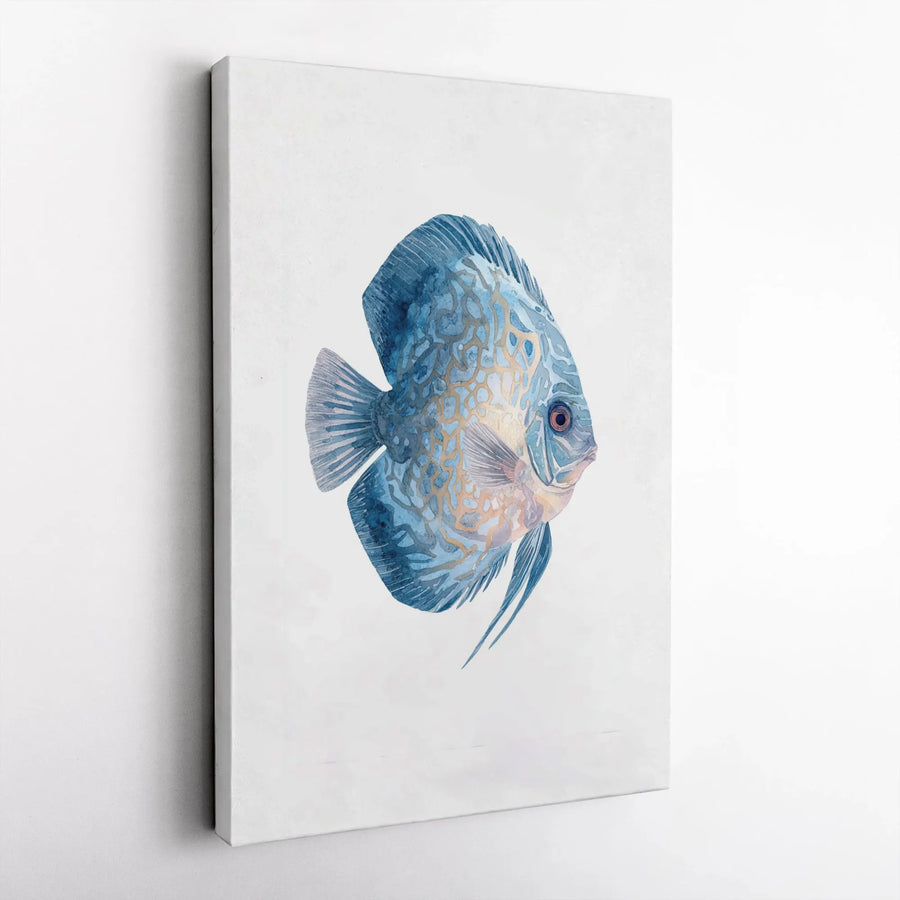 Blue Discus Fish Canvas Wall Art | Watercolor Aquatic Home Decor | Premium Gallery-Wrapped Print | Gift for Aquarium Enthusiasts