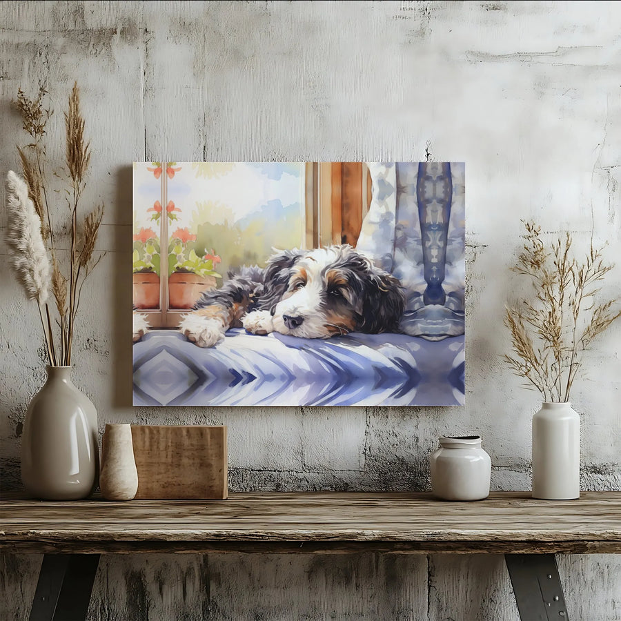 Bernedoodle Canvas Wall Art | Watercolor Dog Painting Print | Premium Gallery-Wrapped Canvas | Gift for Dog Mom or Dad