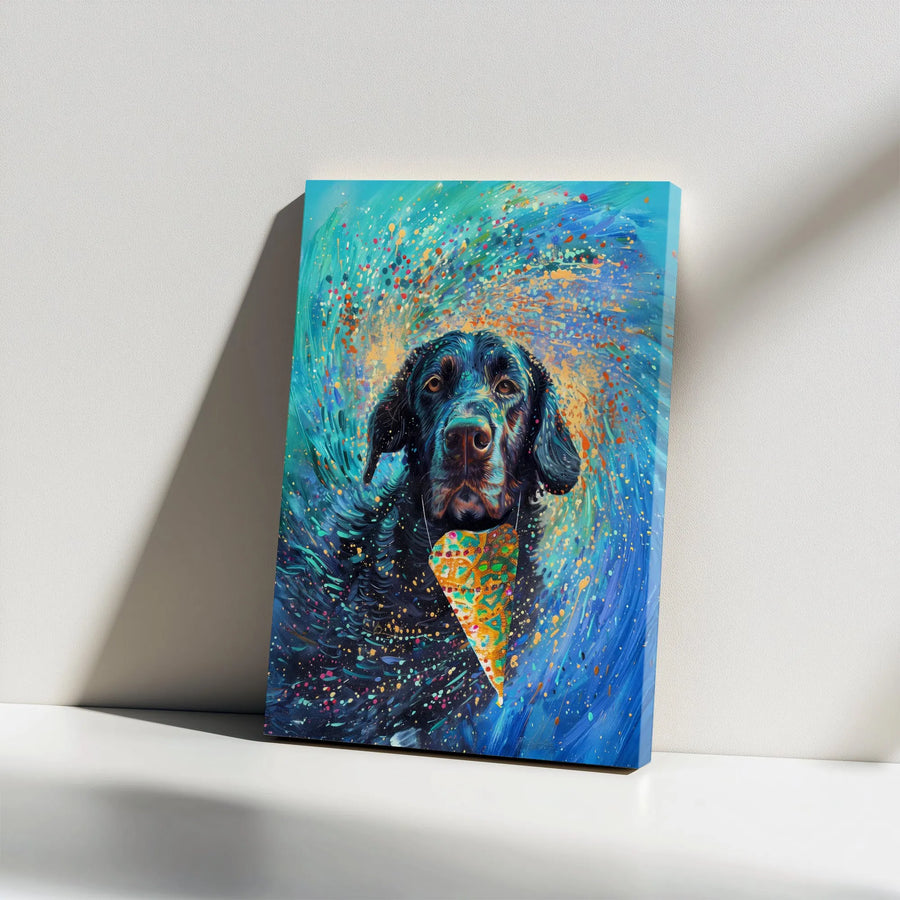 Black Labrador Canvas Art | Colorful Abstract Dog Painting | Premium Gallery Wrapped Decor | Unique Pet Lover Gift