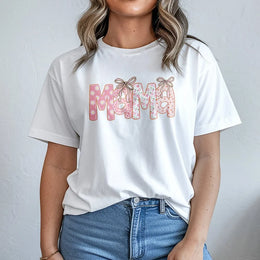 Mama T-Shirt | Floral Coquette Bow Design | Premium 100% Cotton | Mother's Day 2026 Gift For New Mom