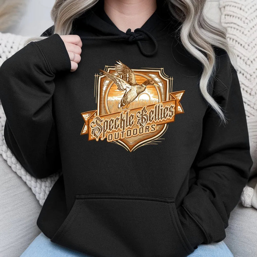 Duck Hunting Hoodie | Vintage Flying Duck Sunset Graphic | Soft Cotton Blend | Gift for Hunter & Outdoorsman