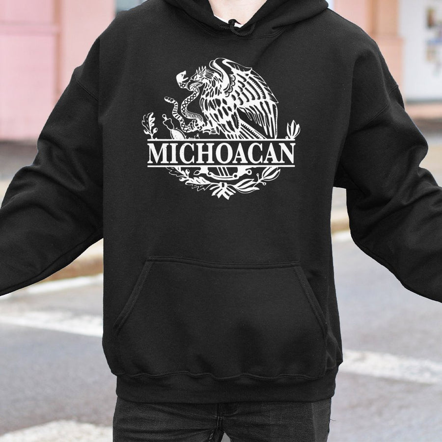 Michoacan Hoodie | Mexican Eagle Coat of Arms Graphic | Premium Cotton Blend | Latino Heritage Gift for Men and Women