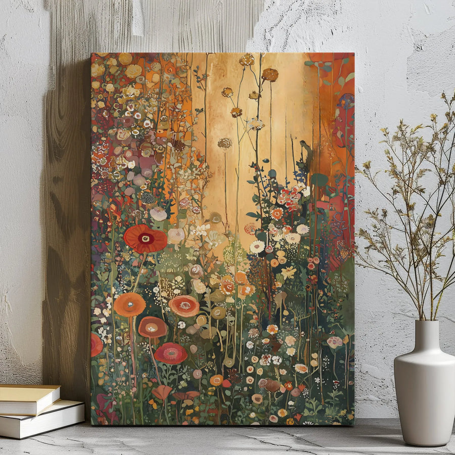 Wildflower Meadow Canvas Wall Art | Abstract Poppy Field Painting | Premium Gallery Wrapped Decor | Nature Inspired Gift for Home Office