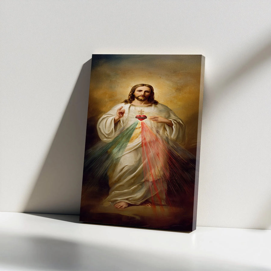 Divine Mercy Canvas Print | Jesus Christ Sacred Heart Wall Art | 1.25 Inch Gallery Wrap | Religious Catholic Home Decor Gift