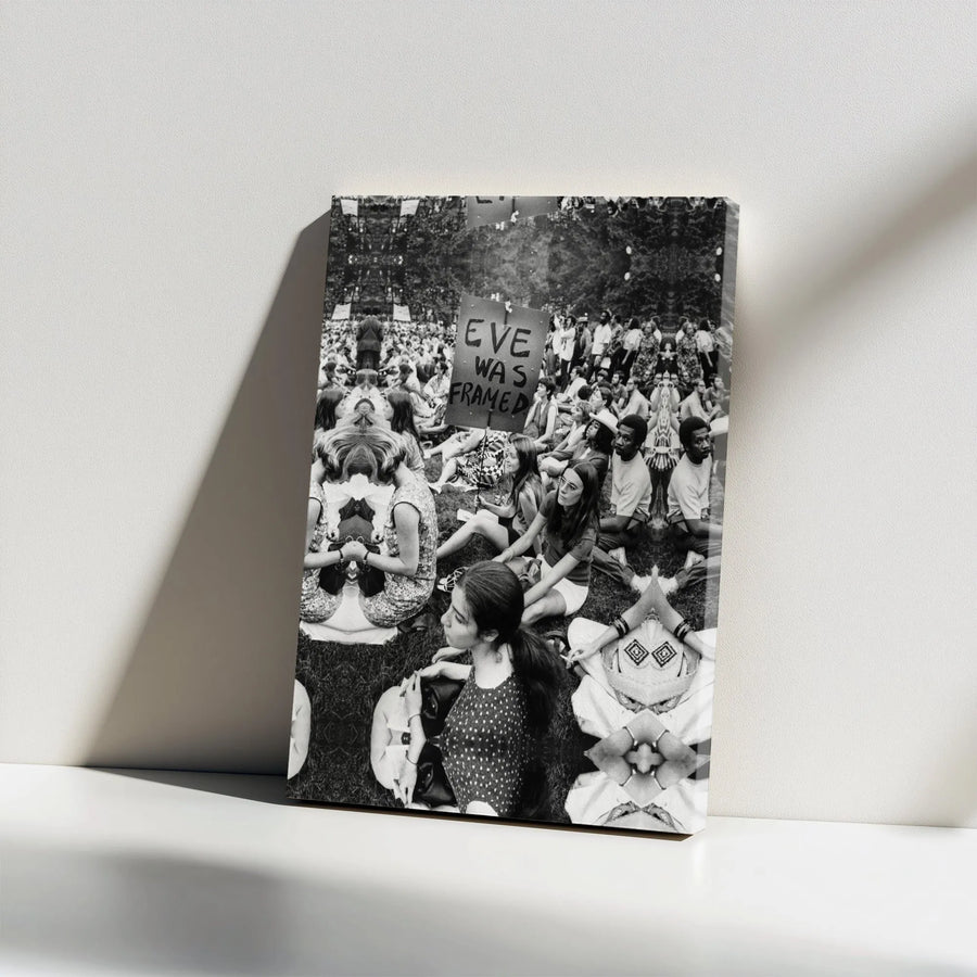 Eve Was Framed Canvas Wall Art | Vintage Feminist Protest Photo | Premium Gallery Wrap | Women's Rights Movement Activist Gift